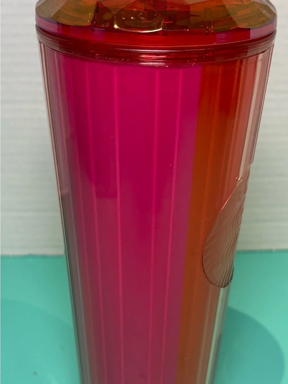 New Starbucks Summer 2024 Venti Tumbler Kaleidoscope Orange Pink Iridescent